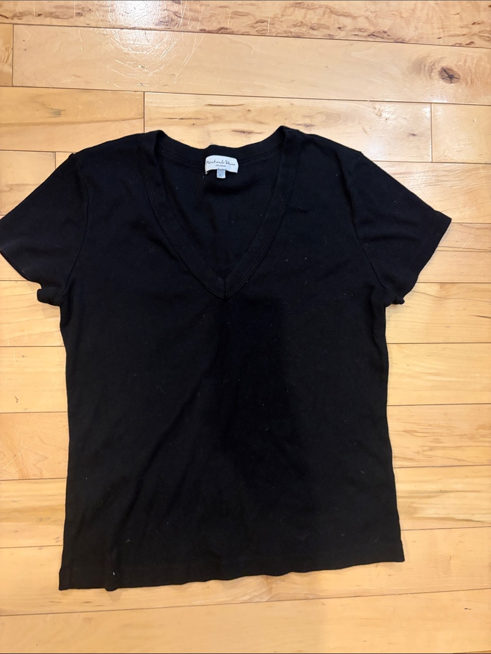 Michael Stars Black V-Neck Short Sleeve Tee